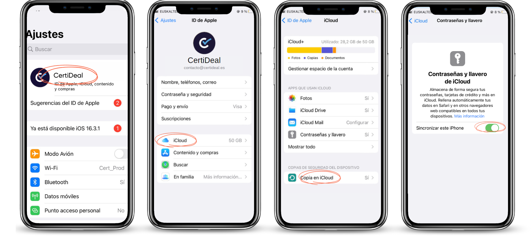 Procedimiento para configurar el llavero de iCloud